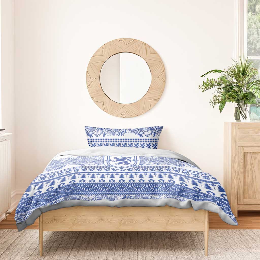 Scottish Christmas Bedding Set Scotland Thistle and Celtic Knot White-Blue Color - Wonder Print Shop
