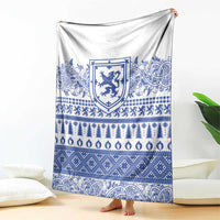 Scottish Christmas Blanket Scotland Thistle and Celtic Knot White-Blue Color - Wonder Print Shop