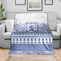 Scottish Christmas Blanket Scotland Thistle and Celtic Knot White-Blue Color - Wonder Print Shop