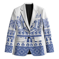 Scottish Christmas Blazer Scotland Thistle and Celtic Knot White-Blue Color - Wonder Print Shop