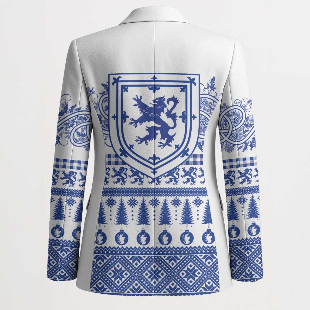 Scottish Christmas Blazer Scotland Thistle and Celtic Knot White-Blue Color - Wonder Print Shop