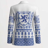 Scottish Christmas Blazer Scotland Thistle and Celtic Knot White-Blue Color - Wonder Print Shop