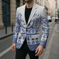 Scottish Christmas Blazer Scotland Thistle and Celtic Knot White-Blue Color - Wonder Print Shop