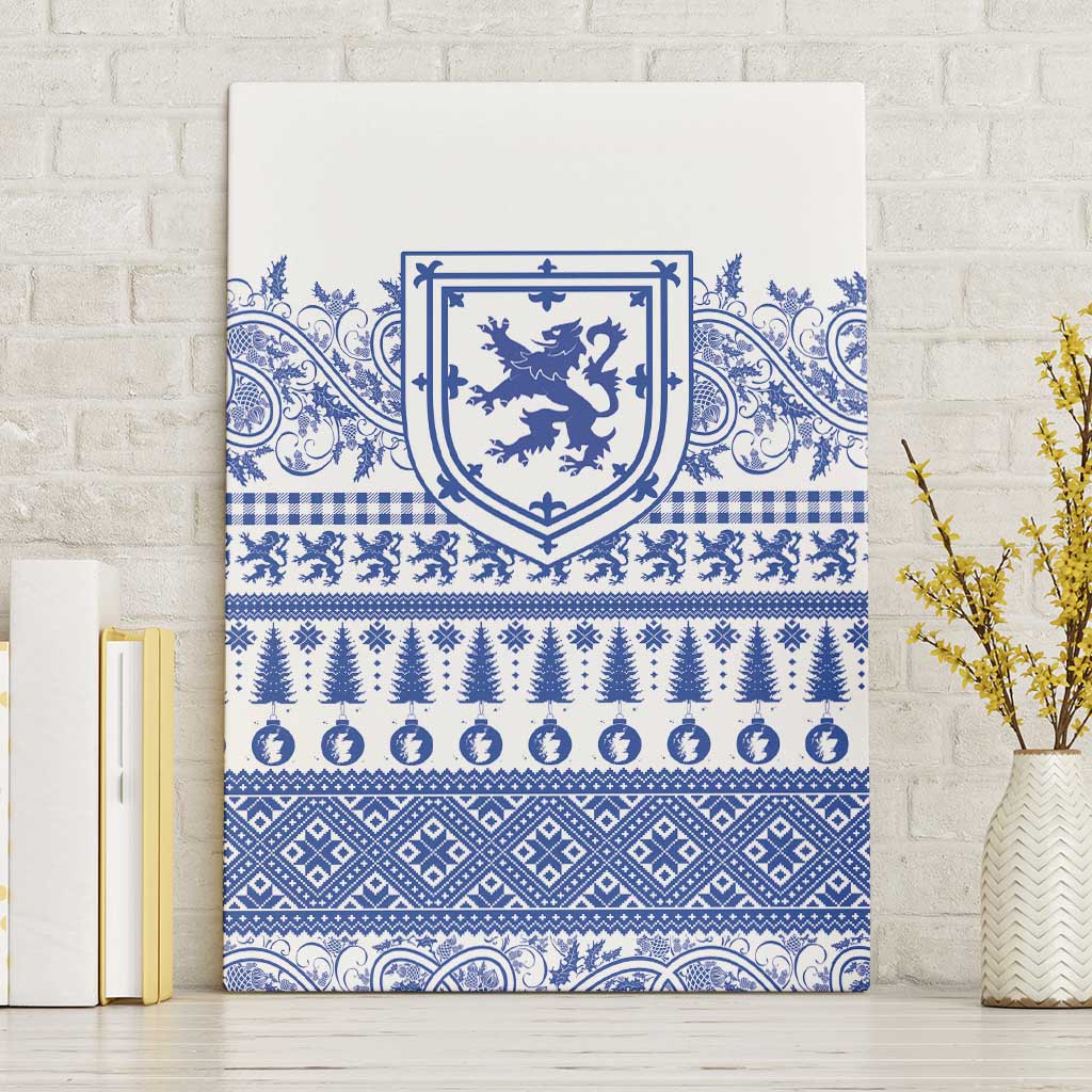 Scottish Christmas Canvas Wall Art Scotland Thistle and Celtic Knot White-Blue Color - Wonder Print Shop