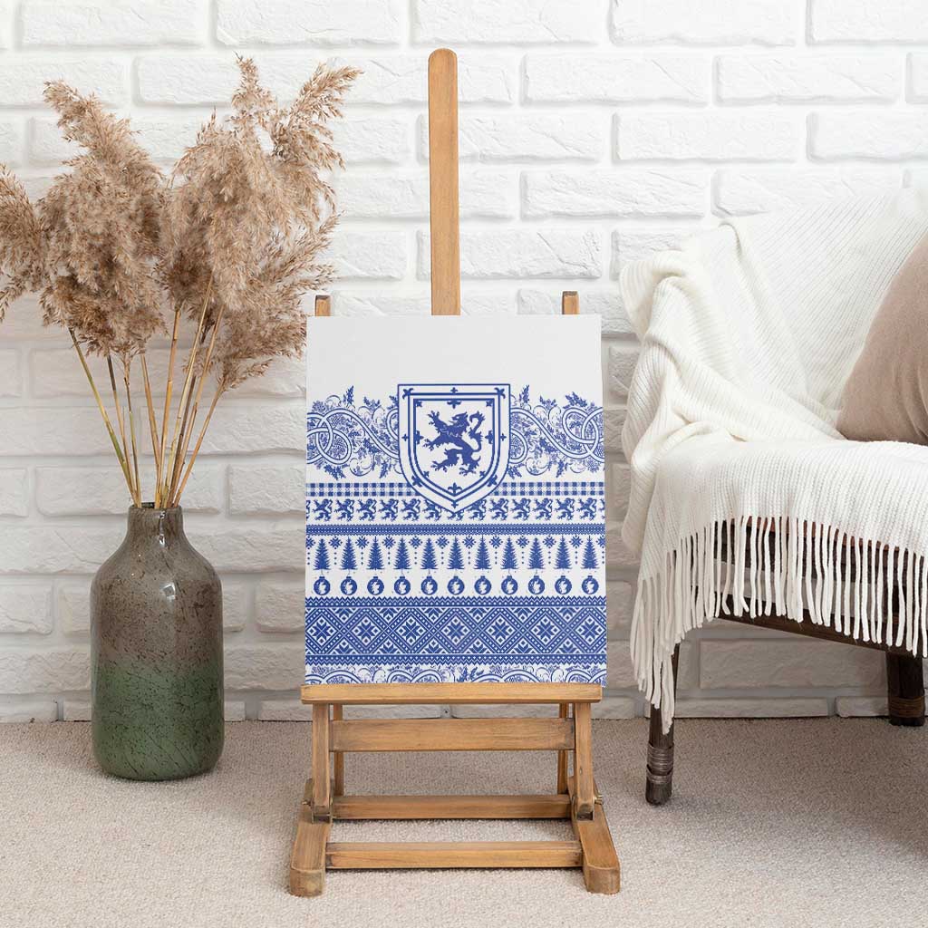 Scottish Christmas Canvas Wall Art Scotland Thistle and Celtic Knot White-Blue Color - Wonder Print Shop