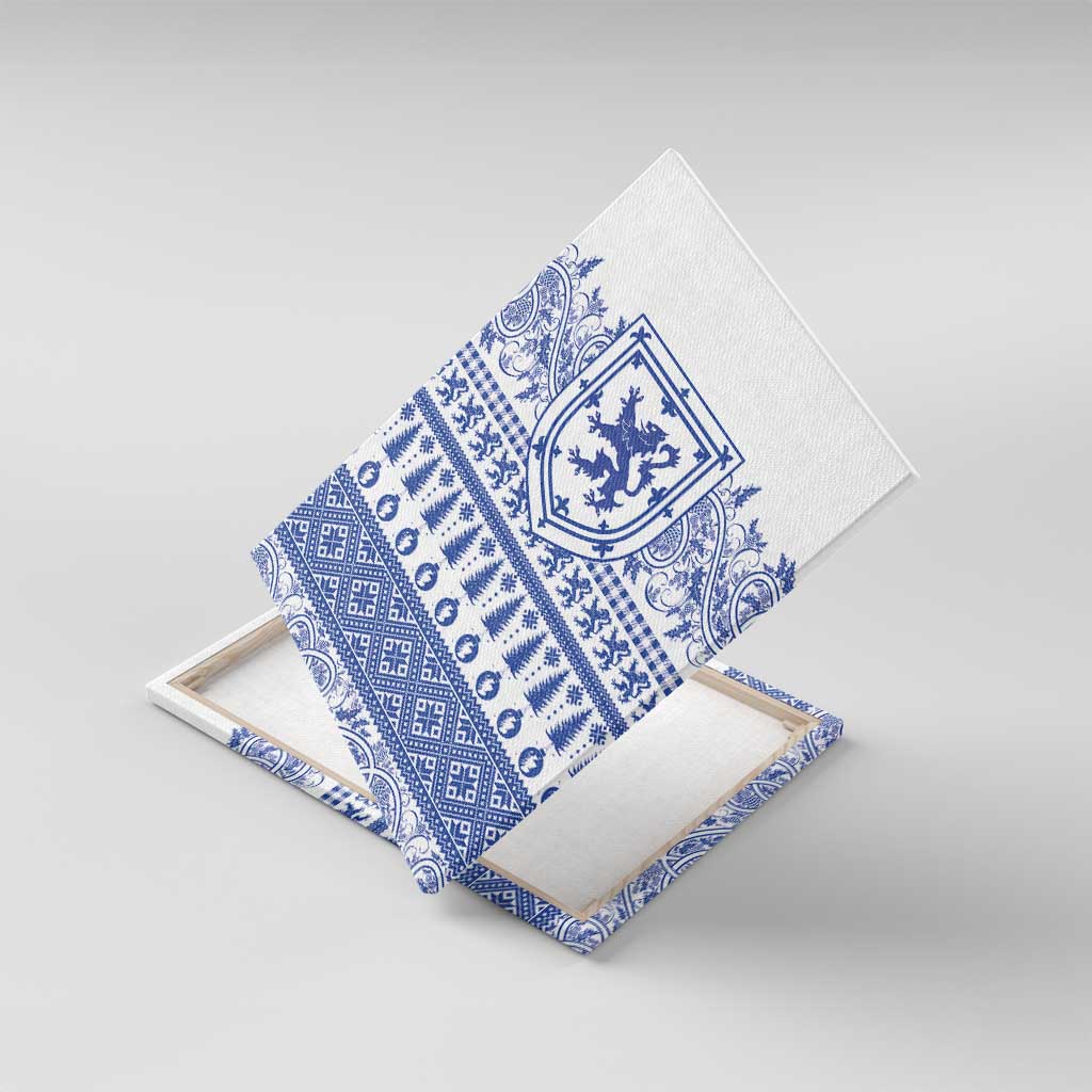 Scottish Christmas Canvas Wall Art Scotland Thistle and Celtic Knot White-Blue Color - Wonder Print Shop