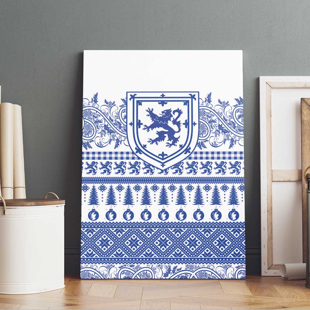 Scottish Christmas Canvas Wall Art Scotland Thistle and Celtic Knot White-Blue Color - Wonder Print Shop