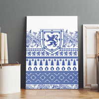 Scottish Christmas Canvas Wall Art Scotland Thistle and Celtic Knot White-Blue Color - Wonder Print Shop