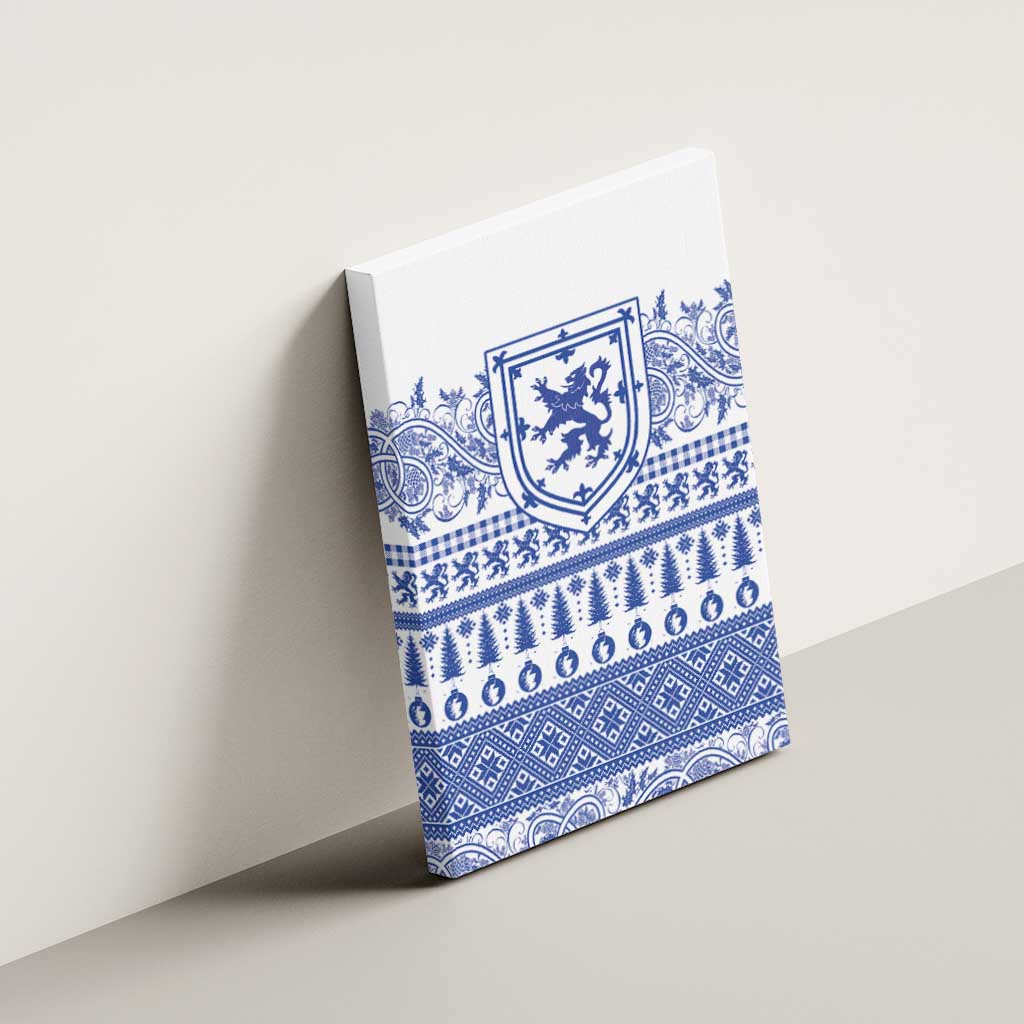 Scottish Christmas Canvas Wall Art Scotland Thistle and Celtic Knot White-Blue Color - Wonder Print Shop