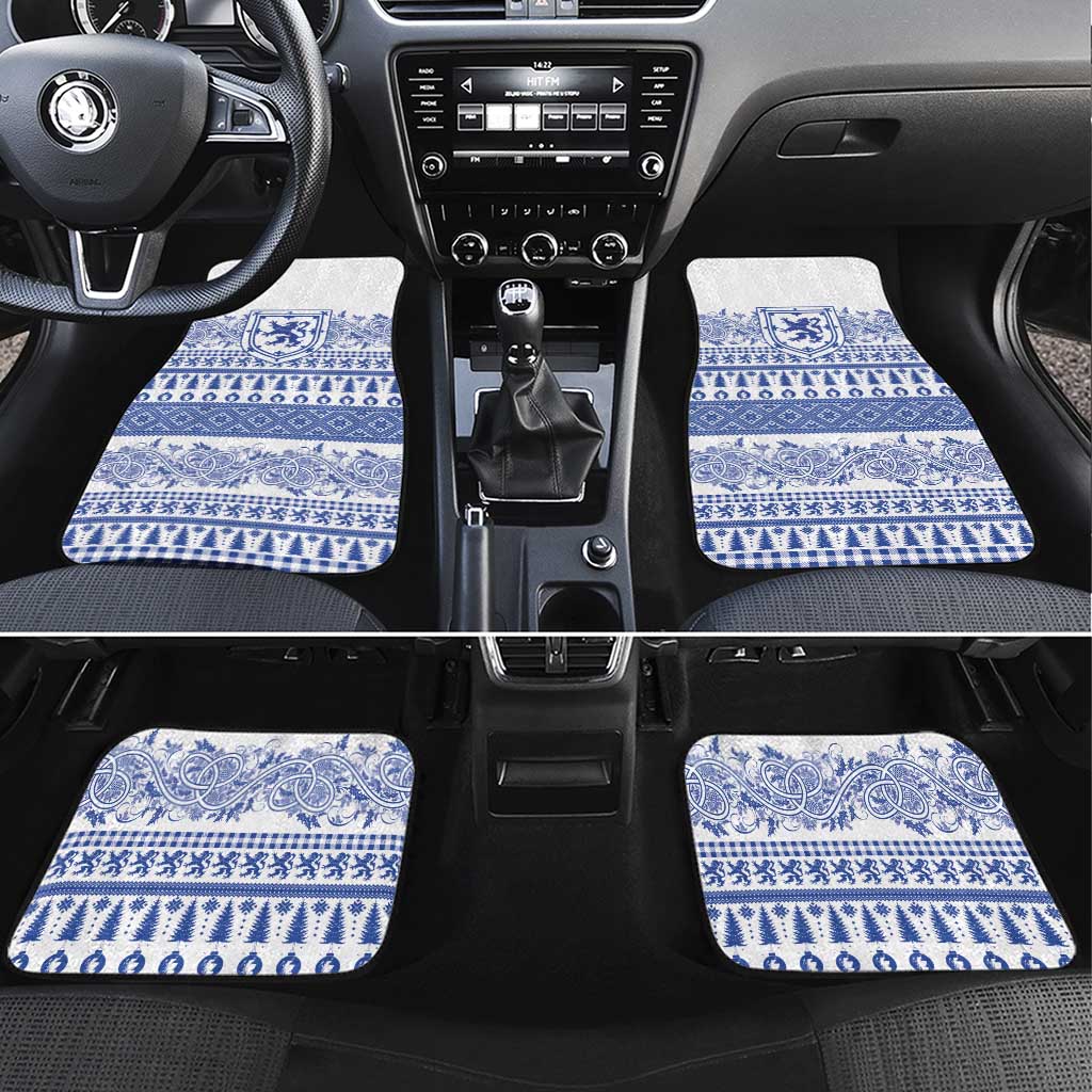 Scottish Christmas Car Mats Scotland Thistle and Celtic Knot White-Blue Color - Wonder Print Shop