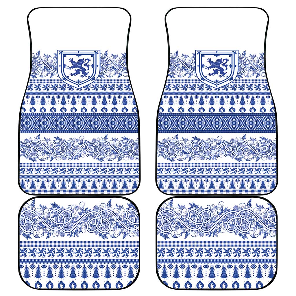 Scottish Christmas Car Mats Scotland Thistle and Celtic Knot White-Blue Color - Wonder Print Shop
