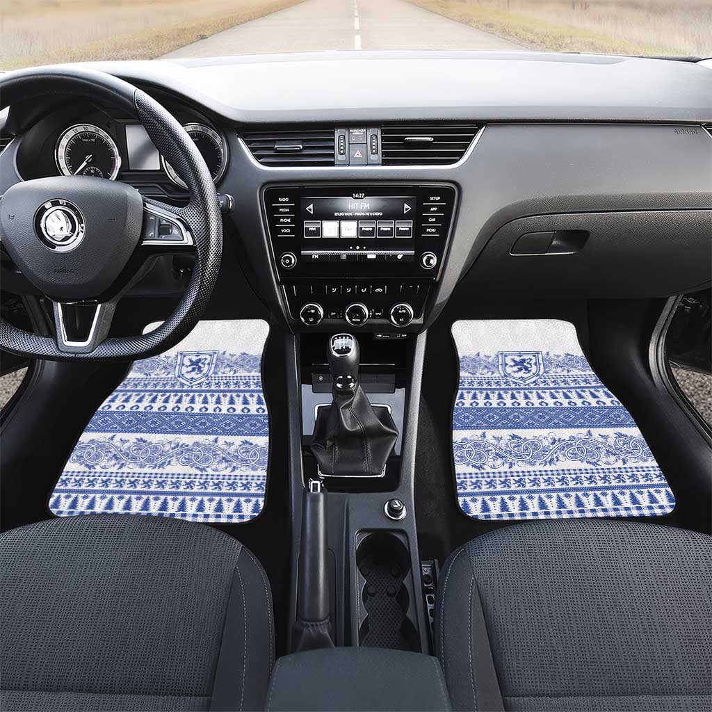 Scottish Christmas Car Mats Scotland Thistle and Celtic Knot White-Blue Color - Wonder Print Shop