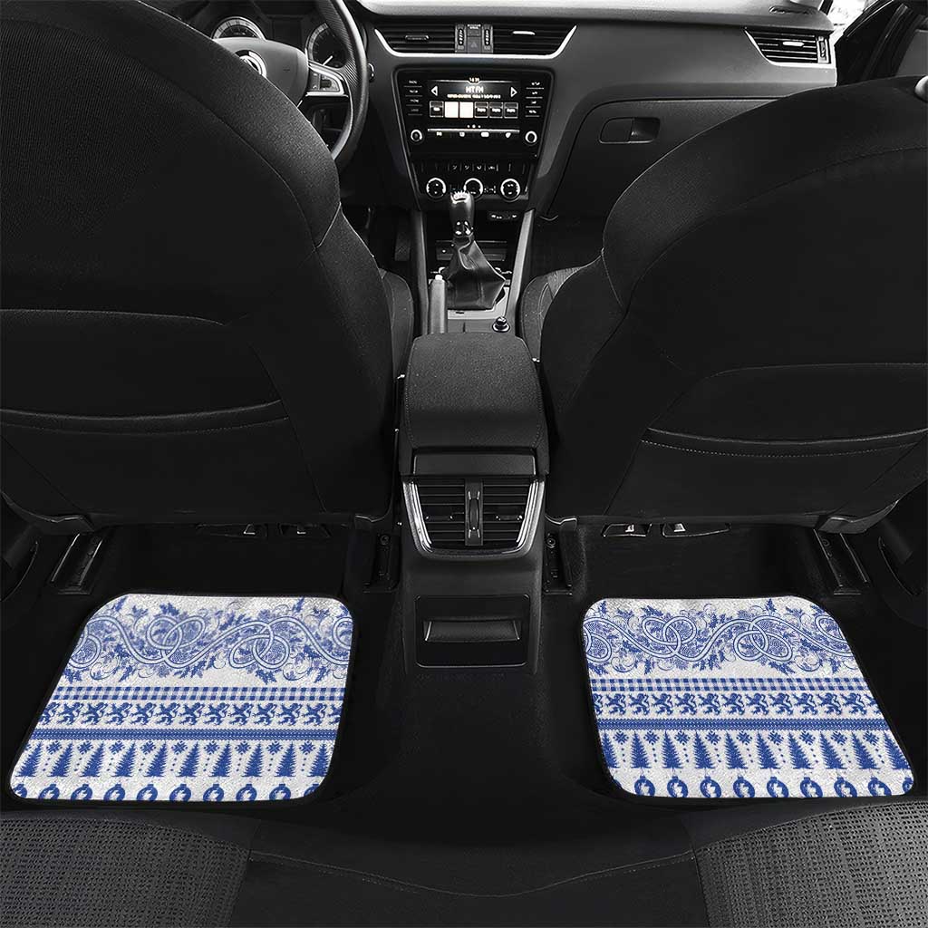 Scottish Christmas Car Mats Scotland Thistle and Celtic Knot White-Blue Color - Wonder Print Shop