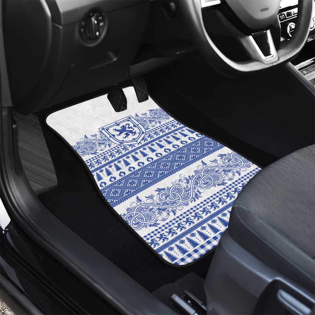 Scottish Christmas Car Mats Scotland Thistle and Celtic Knot White-Blue Color - Wonder Print Shop