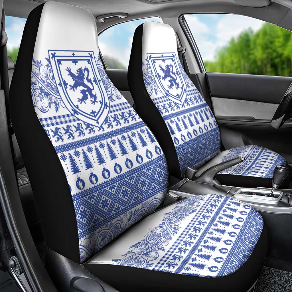 Scottish Christmas Car Seat Cover Scotland Thistle and Celtic Knot White-Blue Color - Wonder Print Shop