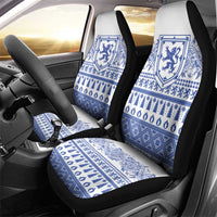 Scottish Christmas Car Seat Cover Scotland Thistle and Celtic Knot White-Blue Color - Wonder Print Shop