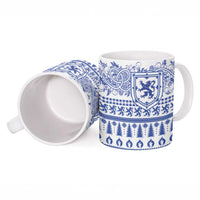 Scottish Christmas Ceramic Mug Scotland Thistle and Celtic Knot White-Blue Color - Wonder Print Shop