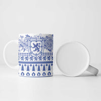 Scottish Christmas Ceramic Mug Scotland Thistle and Celtic Knot White-Blue Color - Wonder Print Shop