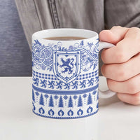 Scottish Christmas Ceramic Mug Scotland Thistle and Celtic Knot White-Blue Color - Wonder Print Shop
