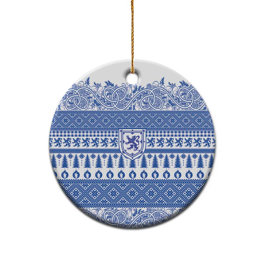 Scottish Christmas Ceramic Ornament Scotland Thistle and Celtic Knot White-Blue Color - Wonder Print Shop