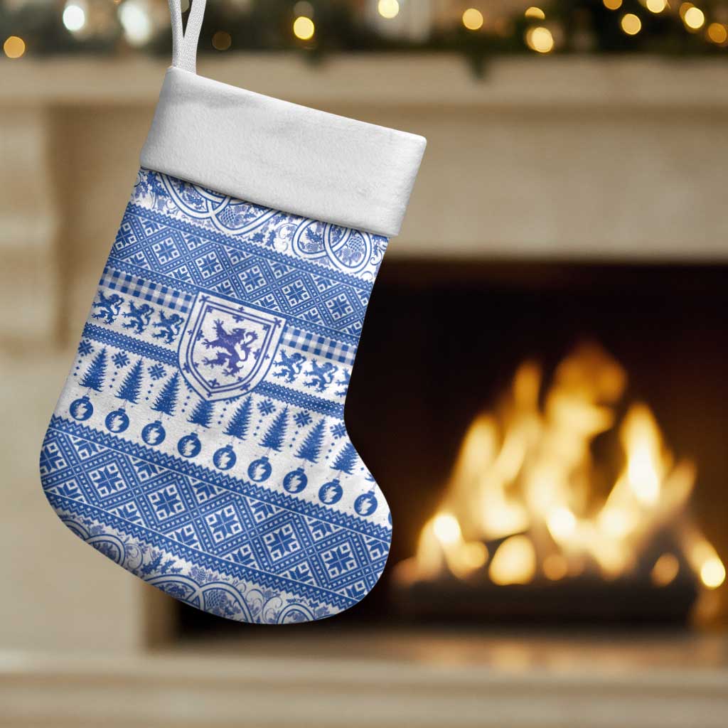 Scottish Christmas Christmas Stocking Scotland Thistle and Celtic Knot White-Blue Color - Wonder Print Shop