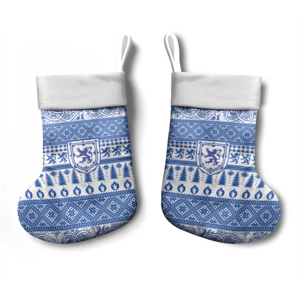 Scottish Christmas Christmas Stocking Scotland Thistle and Celtic Knot White-Blue Color - Wonder Print Shop