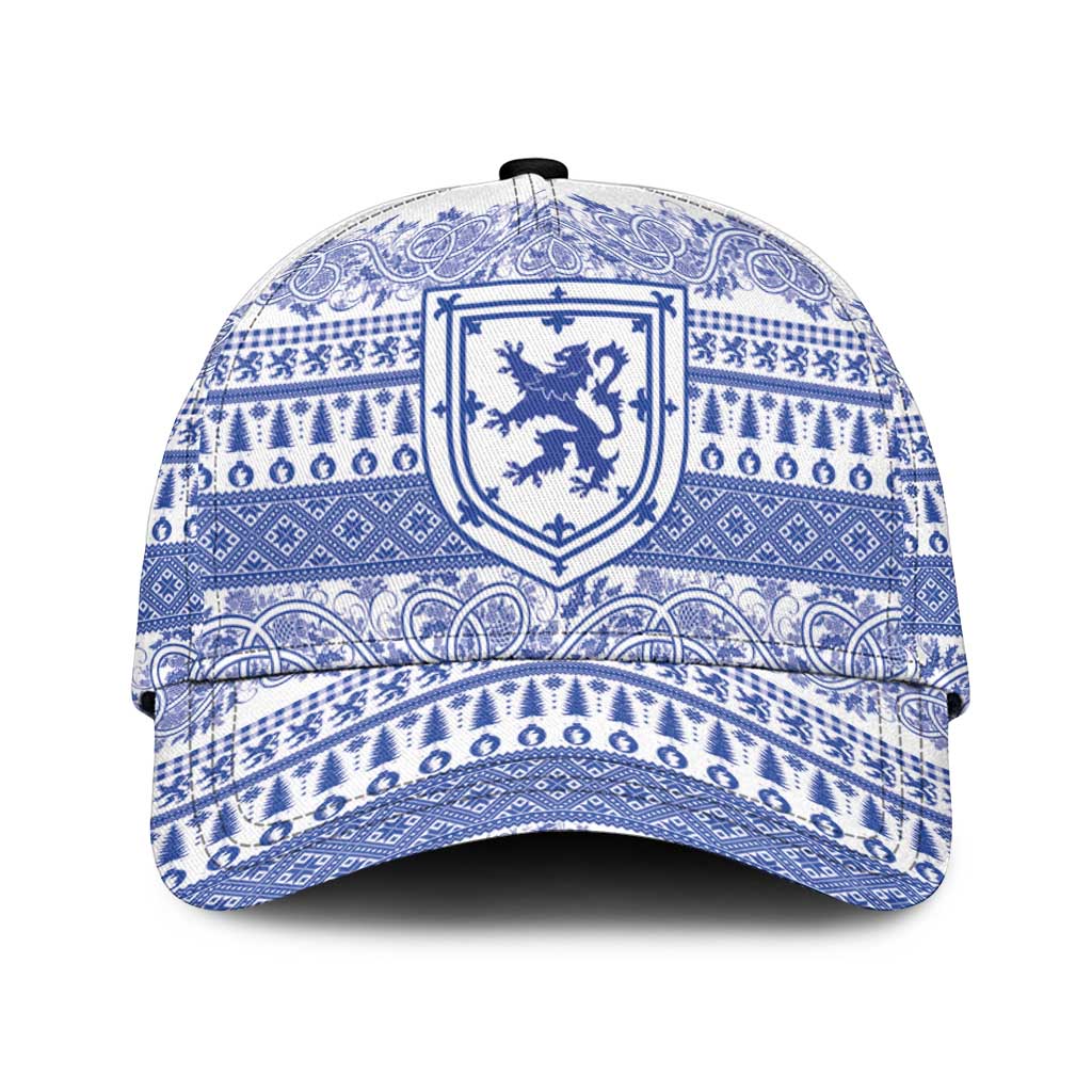 Scottish Christmas Classic Cap Scotland Thistle and Celtic Knot White-Blue Color - Wonder Print Shop