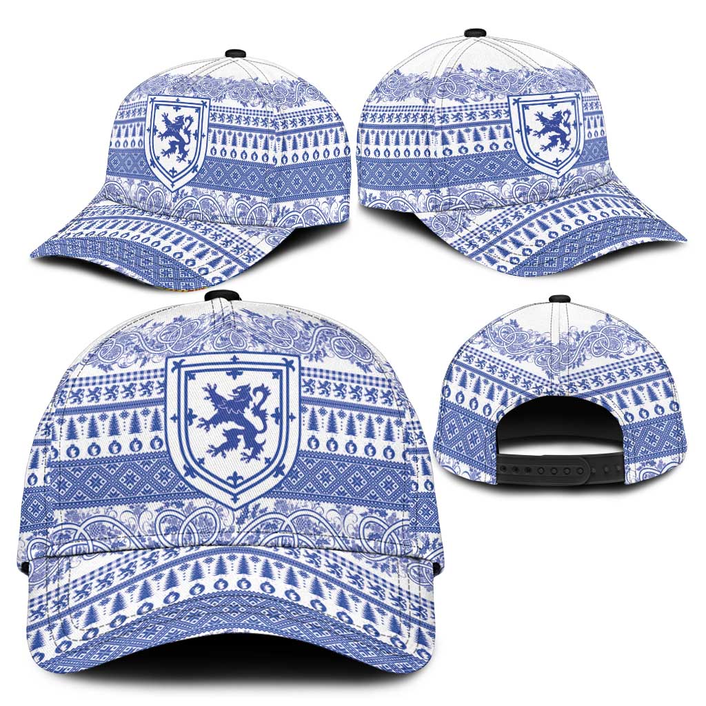 Scottish Christmas Classic Cap Scotland Thistle and Celtic Knot White-Blue Color - Wonder Print Shop