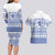 Scottish Christmas Couples Matching Long Sleeve Bodycon Dress and Hawaiian Shirt Scotland Thistle and Celtic Knot White-Blue Color - Wonder Print Shop