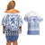 Scottish Christmas Couples Matching Off Shoulder Short Dress and Hawaiian Shirt Scotland Thistle and Celtic Knot White-Blue Color - Wonder Print Shop