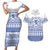 Scottish Christmas Couples Matching Short Sleeve Bodycon Dress and Hawaiian Shirt Scotland Thistle and Celtic Knot White-Blue Color - Wonder Print Shop