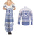 Scottish Christmas Couples Matching Summer Maxi Dress and Long Sleeve Button Shirt Scotland Thistle and Celtic Knot White-Blue Color - Wonder Print Shop
