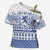 Scottish Christmas Cross Shoulder Shirt Scotland Thistle and Celtic Knot White-Blue Color - Wonder Print Shop