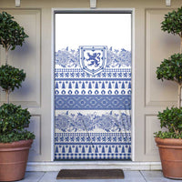Scottish Christmas Door Cover Scotland Thistle and Celtic Knot White-Blue Color - Wonder Print Shop