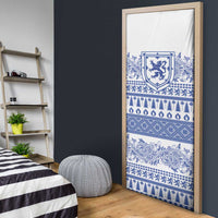 Scottish Christmas Door Cover Scotland Thistle and Celtic Knot White-Blue Color - Wonder Print Shop