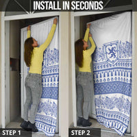 Scottish Christmas Door Cover Scotland Thistle and Celtic Knot White-Blue Color - Wonder Print Shop