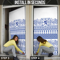 Scottish Christmas Door Cover Scotland Thistle and Celtic Knot White-Blue Color - Wonder Print Shop