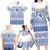 Scottish Christmas Family Matching Long Sleeve Bodycon Dress and Hawaiian Shirt Scotland Thistle and Celtic Knot White-Blue Color - Wonder Print Shop