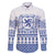 Scottish Christmas Family Matching Long Sleeve Bodycon Dress and Hawaiian Shirt Scotland Thistle and Celtic Knot White-Blue Color - Wonder Print Shop