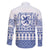 Scottish Christmas Family Matching Off The Shoulder Long Sleeve Dress and Hawaiian Shirt Scotland Thistle and Celtic Knot White-Blue Color - Wonder Print Shop