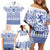 Scottish Christmas Family Matching Off Shoulder Short Dress and Hawaiian Shirt Scotland Thistle and Celtic Knot White-Blue Color - Wonder Print Shop