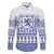 Scottish Christmas Family Matching Puletasi and Hawaiian Shirt Scotland Thistle and Celtic Knot White-Blue Color - Wonder Print Shop