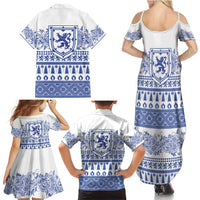 Scottish Christmas Family Matching Summer Maxi Dress and Hawaiian Shirt Scotland Thistle and Celtic Knot White-Blue Color - Wonder Print Shop