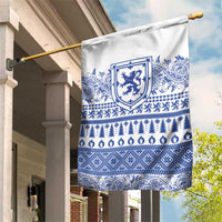 Scottish Christmas Garden Flag Scotland Thistle and Celtic Knot White-Blue Color - Wonder Print Shop
