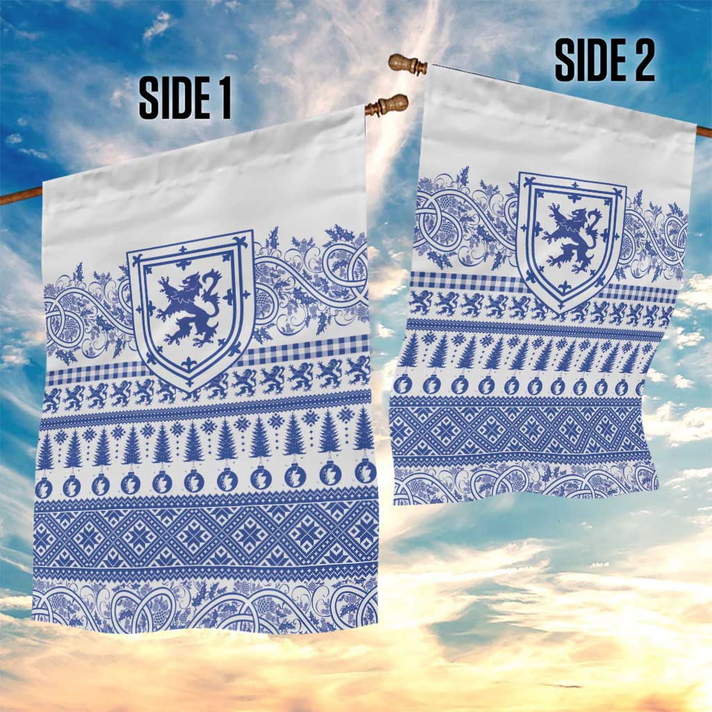 Scottish Christmas Garden Flag Scotland Thistle and Celtic Knot White-Blue Color - Wonder Print Shop