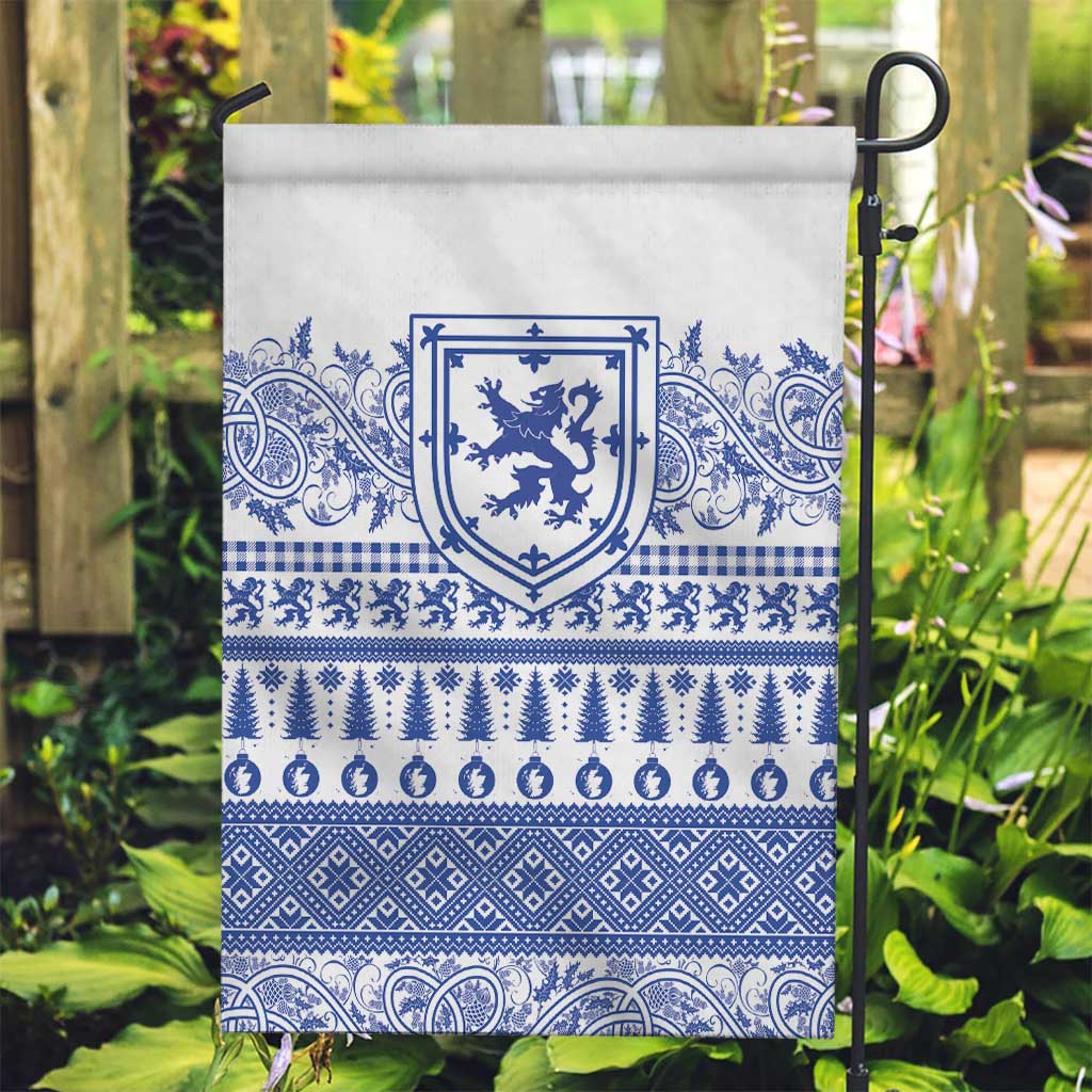 Scottish Christmas Garden Flag Scotland Thistle and Celtic Knot White-Blue Color - Wonder Print Shop
