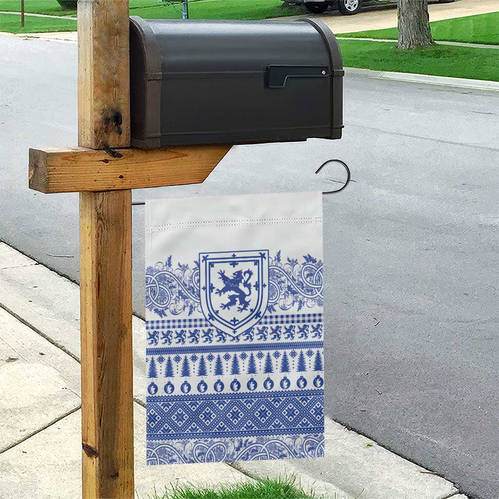 Scottish Christmas Garden Flag Scotland Thistle and Celtic Knot White-Blue Color - Wonder Print Shop