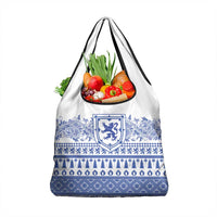 Scottish Christmas Grocery Bag Scotland Thistle and Celtic Knot White-Blue Color - Wonder Print Shop