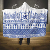 Scottish Christmas Hooded Blanket Scotland Thistle and Celtic Knot White-Blue Color - Wonder Print Shop