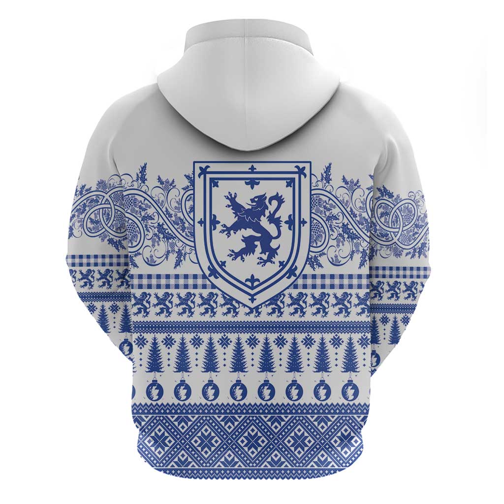 Scottish Christmas Hoodie Scotland Thistle and Celtic Knot White-Blue Color - Wonder Print Shop